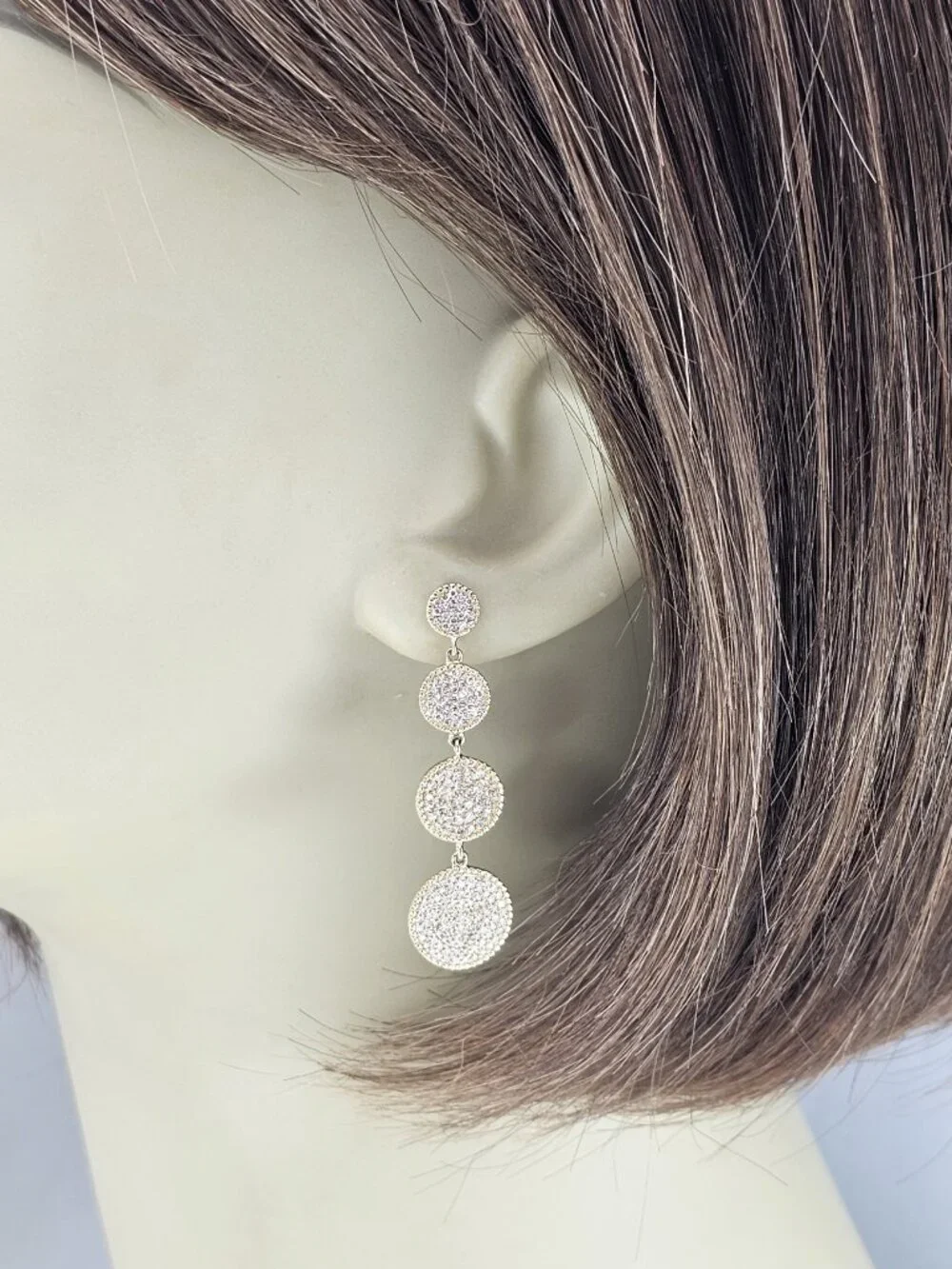 14K Yellow Gold and Pave Diamond Dangle Drop Earrings #25480